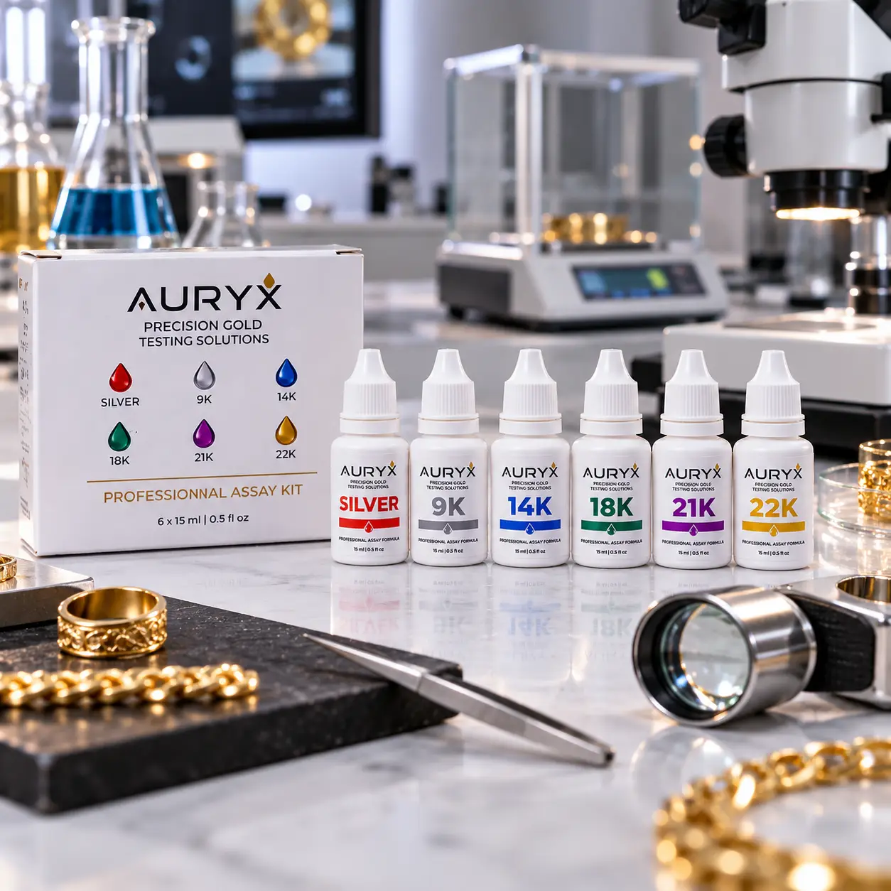 kit auryx de test de l’or en laboratoire